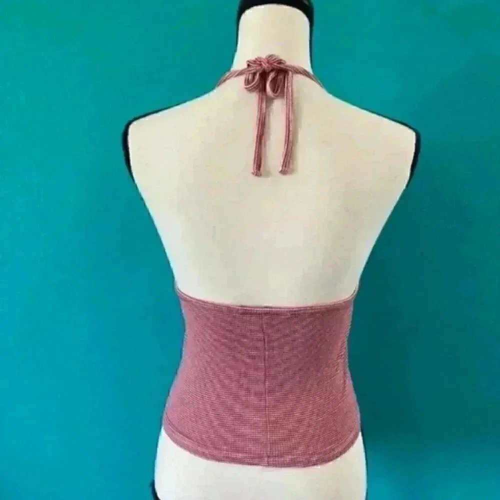 Brandy Melville red and white striped halter tank top in one size fits all - Picture 3 of 5